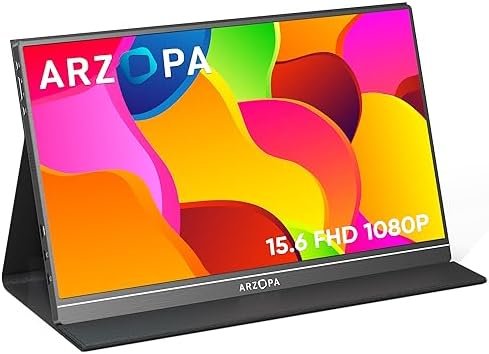 ARZOPA Portable Monitor, 15.6'' 1080P FHD Laptop Monitor USB C HDMI Computer