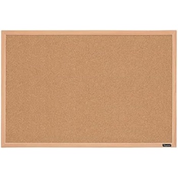 Quartet Cork Board Bulletin Board, 23" x 35" Framed Corkboard, Oak Frame