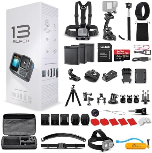 GoPro HERO13 (Hero 13) Black - with 50 Piece Accessory Kit and 2 Extra Batteries