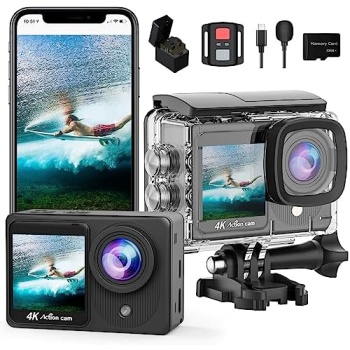 4K30FPS Dual Screen Action Camera, Pre-recording HD 20MP Touchscreen Video