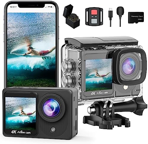4K30FPS Dual Screen Action Camera, Pre-recording HD 20MP Touchscreen Video