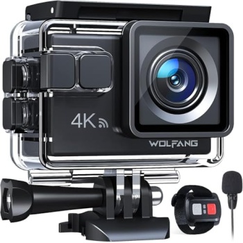 WOLFANG Action Camera 4K 20MP GA100, Waterproof 40M Underwater Camera